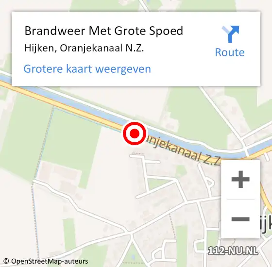 Locatie op kaart van de 112 melding: Brandweer Met Grote Spoed Naar Hijken, Oranjekanaal N.Z. op 25 december 2013 15:03