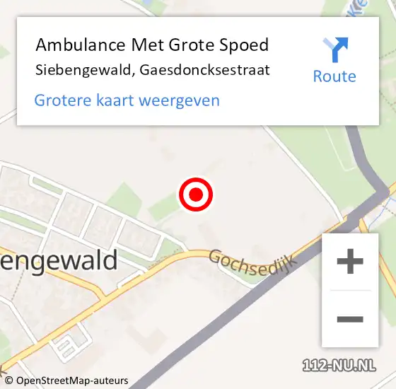 Locatie op kaart van de 112 melding: Ambulance Met Grote Spoed Naar Siebengewald, Gaesdoncksestraat op 30 augustus 2016 15:28