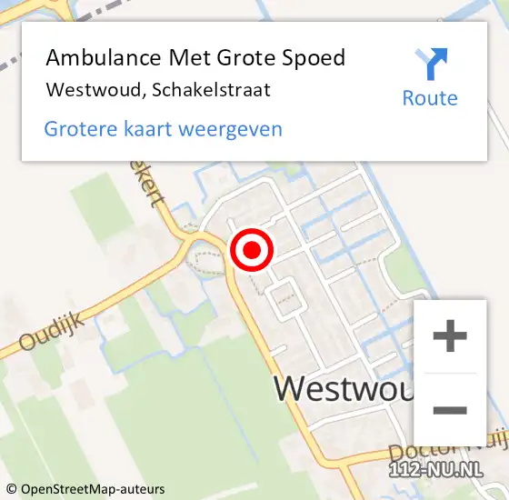 Locatie op kaart van de 112 melding: Ambulance Met Grote Spoed Naar Westwoud, Schakelstraat op 30 augustus 2016 15:29