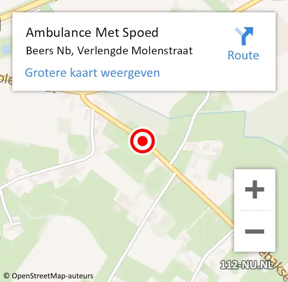 Locatie op kaart van de 112 melding: Ambulance Met Spoed Naar Beers Nb, Verlengde Molenstraat op 30 augustus 2016 15:36