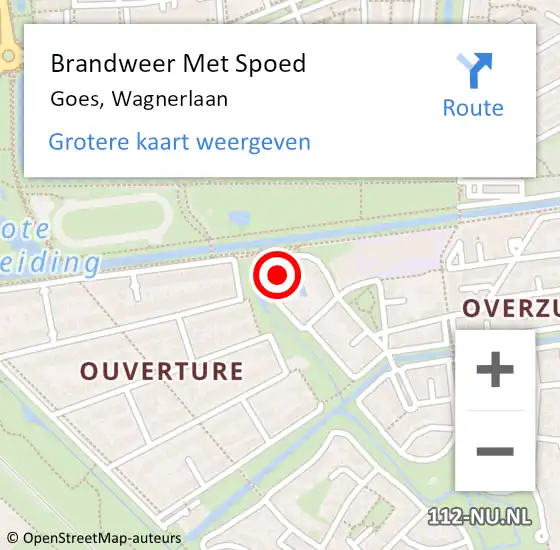 Locatie op kaart van de 112 melding: Brandweer Met Spoed Naar Goes, Wagnerlaan op 30 augustus 2016 15:40