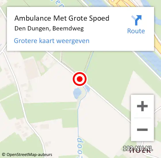 Locatie op kaart van de 112 melding: Ambulance Met Grote Spoed Naar Den Dungen, Beemdweg op 30 augustus 2016 16:09