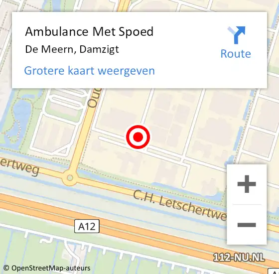 Locatie op kaart van de 112 melding: Ambulance Met Spoed Naar De Meern, Damzigt op 30 augustus 2016 16:18