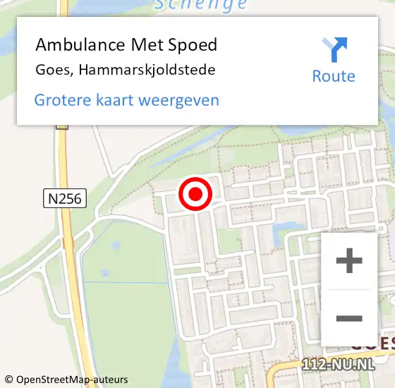 Locatie op kaart van de 112 melding: Ambulance Met Spoed Naar Goes, Hammarskjoldstede op 25 december 2013 15:38