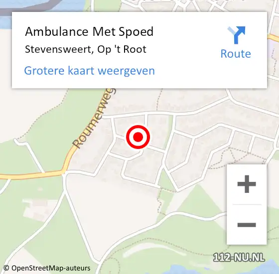 Locatie op kaart van de 112 melding: Ambulance Met Spoed Naar Stevensweert, Op 't Root op 25 december 2013 15:40