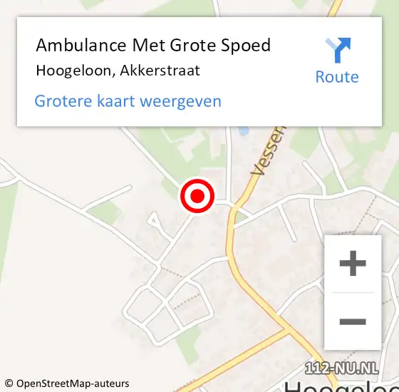 Locatie op kaart van de 112 melding: Ambulance Met Grote Spoed Naar Hoogeloon, Akkerstraat op 30 augustus 2016 20:25