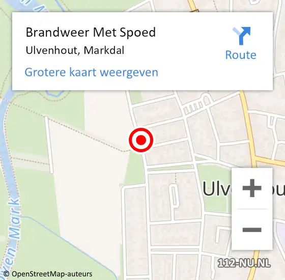 Locatie op kaart van de 112 melding: Brandweer Met Spoed Naar Ulvenhout, Markdal op 30 augustus 2016 20:32