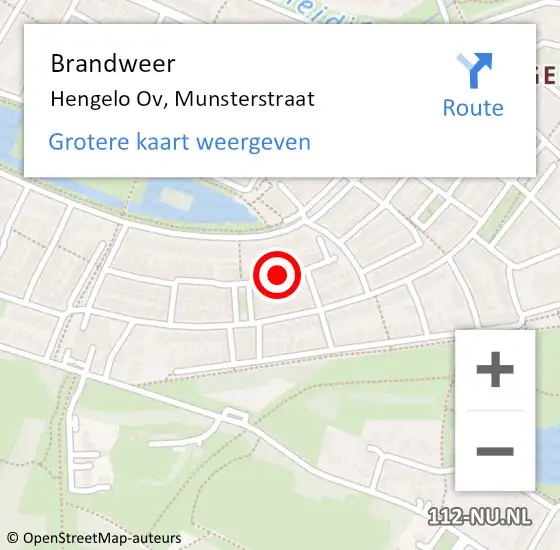 Locatie op kaart van de 112 melding: Brandweer Hengelo Ov, Munsterstraat op 31 augustus 2016 01:26