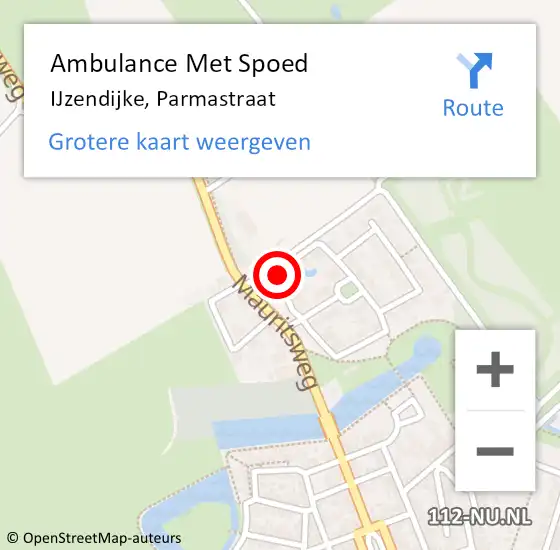 Locatie op kaart van de 112 melding: Ambulance Met Spoed Naar IJzendijke, Parmastraat op 31 augustus 2016 02:12