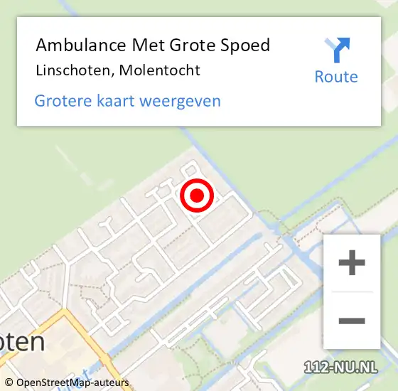 Locatie op kaart van de 112 melding: Ambulance Met Grote Spoed Naar Linschoten, Molentocht op 25 december 2013 16:14