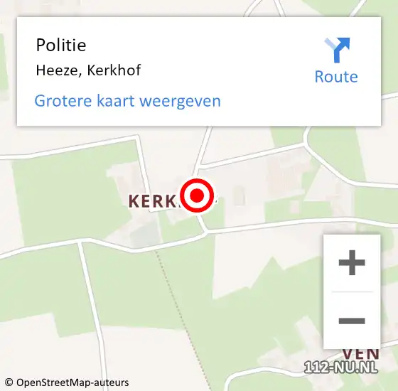 Locatie op kaart van de 112 melding: Politie Heeze, Kerkhof op 31 augustus 2016 04:54