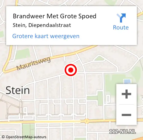 Locatie op kaart van de 112 melding: Brandweer Met Grote Spoed Naar Stein, Diependaalstraat op 31 augustus 2016 06:29