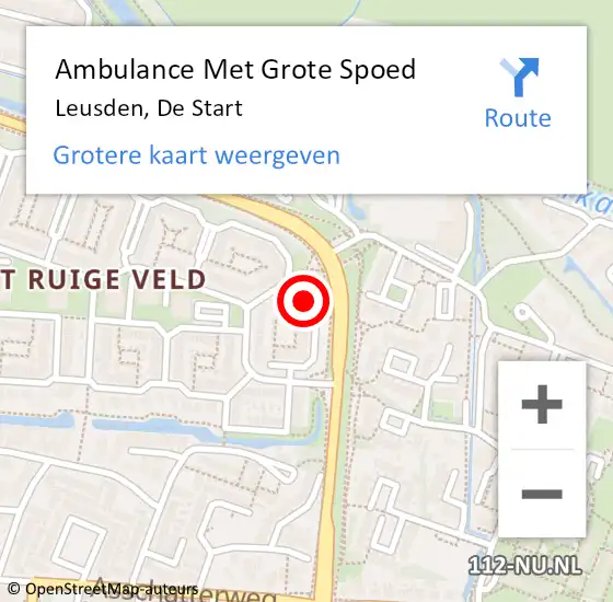 Locatie op kaart van de 112 melding: Ambulance Met Grote Spoed Naar Leusden, De Start op 31 augustus 2016 06:36