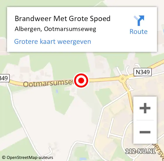 Locatie op kaart van de 112 melding: Brandweer Met Grote Spoed Naar Albergen, Ootmarsumseweg op 31 augustus 2016 07:33