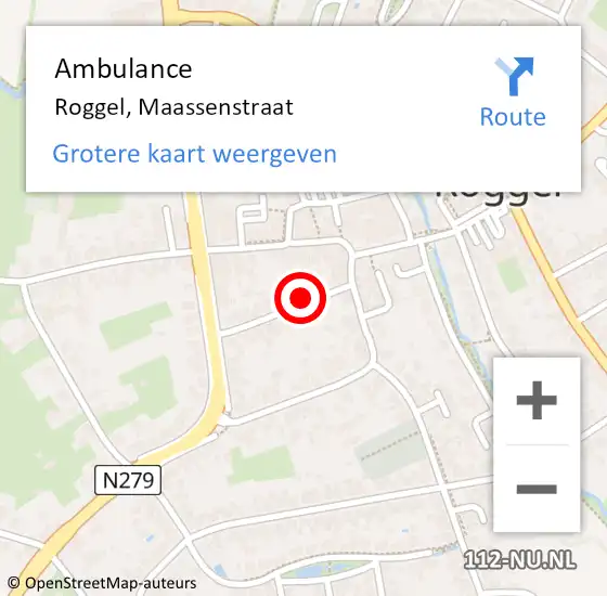 Locatie op kaart van de 112 melding: Ambulance Roggel, Maassenstraat op 31 augustus 2016 08:10