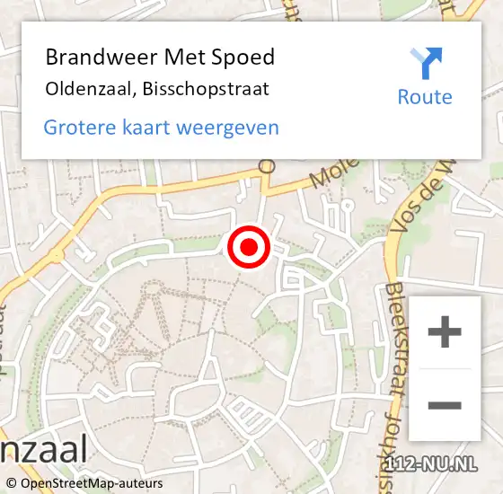 Locatie op kaart van de 112 melding: Brandweer Met Spoed Naar Oldenzaal, Bisschopstraat op 31 augustus 2016 10:02