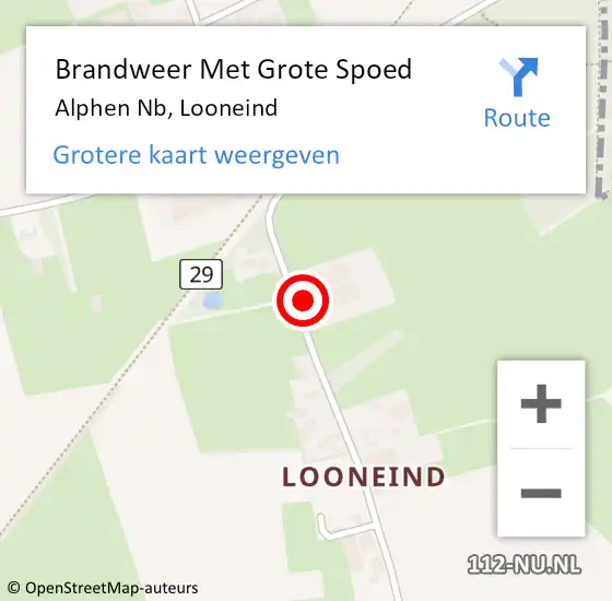 Locatie op kaart van de 112 melding: Brandweer Met Grote Spoed Naar Alphen Nb, Looneind op 31 augustus 2016 10:18