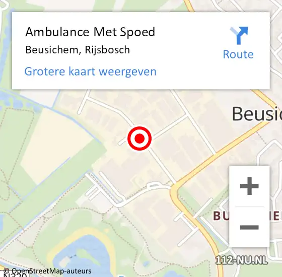 Locatie op kaart van de 112 melding: Ambulance Met Spoed Naar Beusichem, Rijsbosch op 31 augustus 2016 10:42