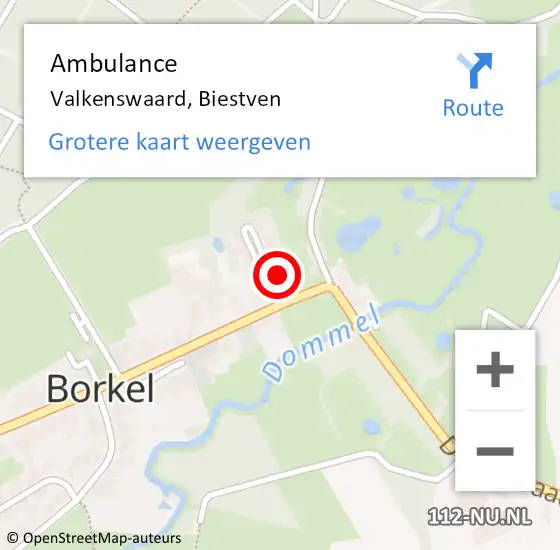 Locatie op kaart van de 112 melding: Ambulance Valkenswaard, Biestven op 31 augustus 2016 11:35