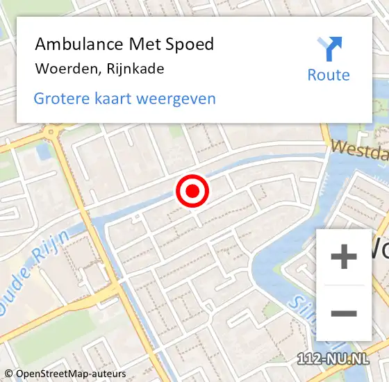 Locatie op kaart van de 112 melding: Ambulance Met Spoed Naar Woerden, Rijnkade op 31 augustus 2016 11:58