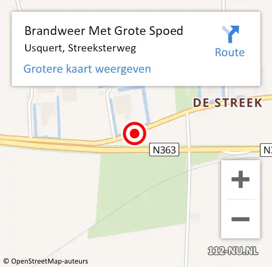 Locatie op kaart van de 112 melding: Brandweer Met Grote Spoed Naar Usquert, Streeksterweg op 31 augustus 2016 12:22