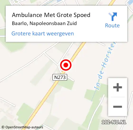 Locatie op kaart van de 112 melding: Ambulance Met Grote Spoed Naar Baarlo, Napoleonsbaan Zuid op 25 december 2013 17:13