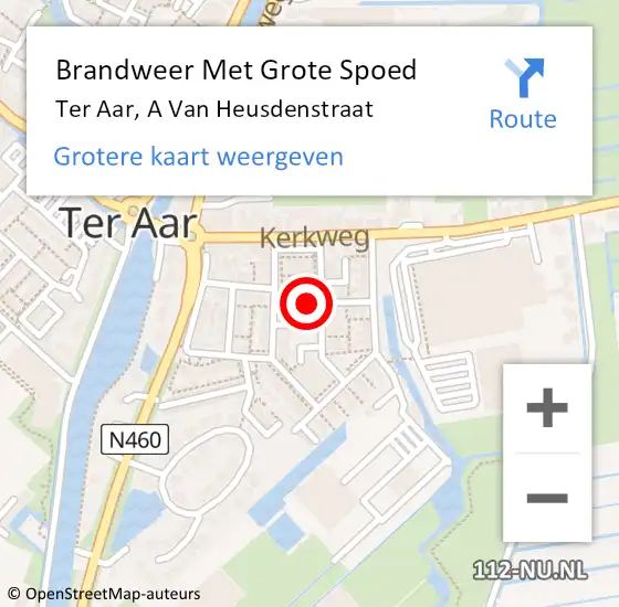 Locatie op kaart van de 112 melding: Brandweer Met Grote Spoed Naar Ter Aar, A Van Heusdenstraat op 25 december 2013 17:13