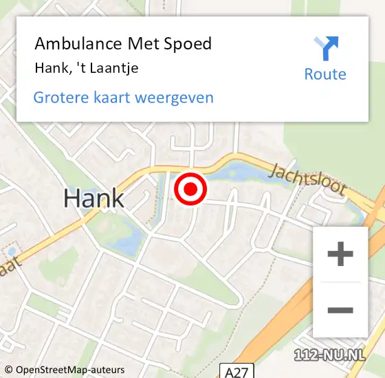 Locatie op kaart van de 112 melding: Ambulance Met Spoed Naar Hank, 't Laantje op 31 augustus 2016 12:35