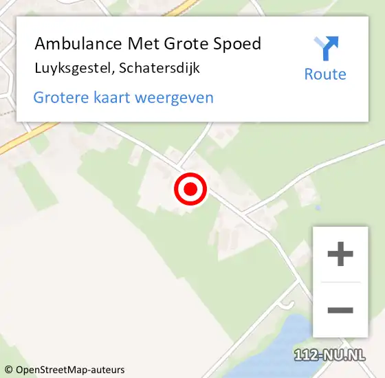 Locatie op kaart van de 112 melding: Ambulance Met Grote Spoed Naar Luyksgestel, Schatersdijk op 31 augustus 2016 12:40