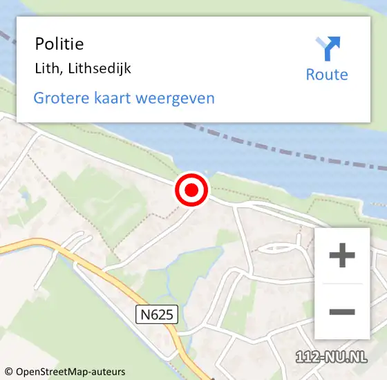 Locatie op kaart van de 112 melding: Politie Lith, Lithsedijk op 31 augustus 2016 12:47