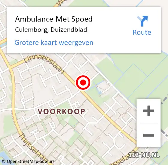 Locatie op kaart van de 112 melding: Ambulance Met Spoed Naar Culemborg, Duizendblad op 31 augustus 2016 13:21