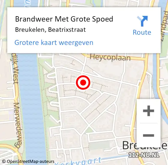 Locatie op kaart van de 112 melding: Brandweer Met Grote Spoed Naar Breukelen, Beatrixstraat op 31 augustus 2016 13:24