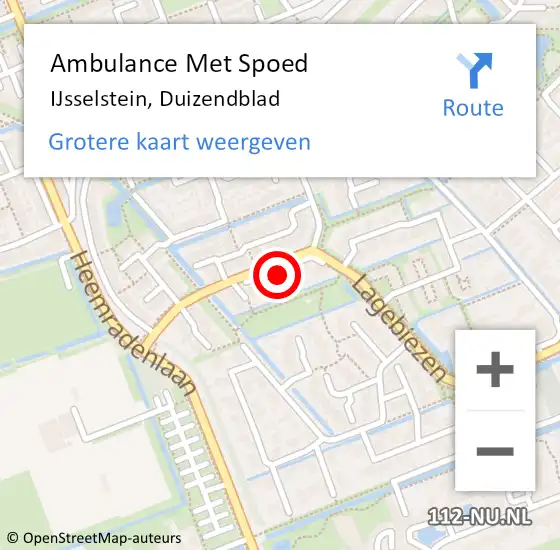 Locatie op kaart van de 112 melding: Ambulance Met Spoed Naar IJsselstein, Duizendblad op 31 augustus 2016 13:49