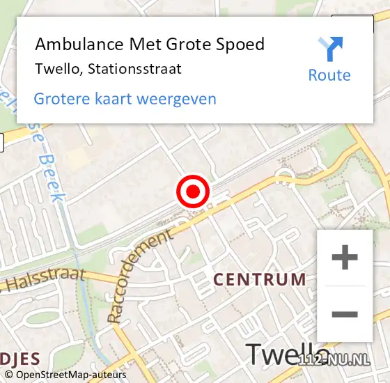 Locatie op kaart van de 112 melding: Ambulance Met Grote Spoed Naar Twello, Stationsstraat op 31 augustus 2016 14:19