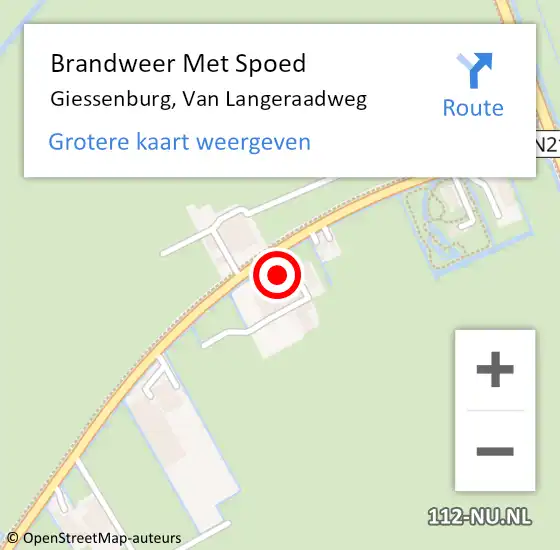 Locatie op kaart van de 112 melding: Brandweer Met Spoed Naar Giessenburg, Van Langeraadweg op 31 augustus 2016 14:20