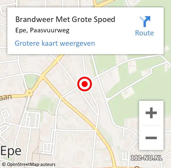 Locatie op kaart van de 112 melding: Brandweer Met Grote Spoed Naar Epe, Paasvuurweg op 31 augustus 2016 14:23