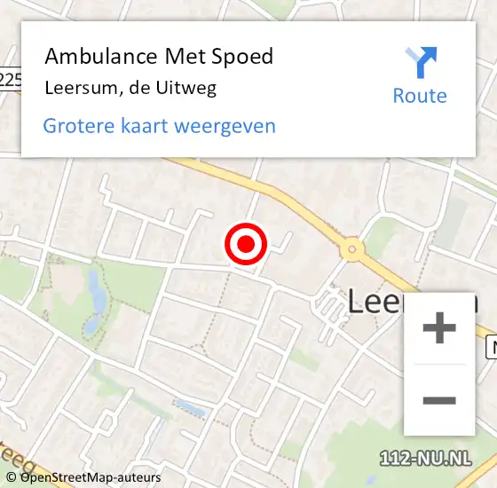 Locatie op kaart van de 112 melding: Ambulance Met Spoed Naar Leersum, de Uitweg op 31 augustus 2016 15:09