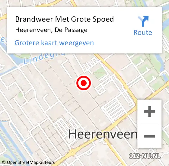 Locatie op kaart van de 112 melding: Brandweer Met Grote Spoed Naar Heerenveen, De Passage op 31 augustus 2016 15:14