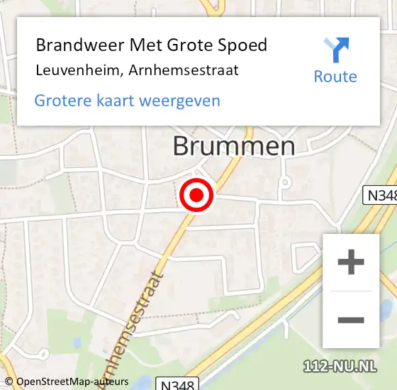 Locatie op kaart van de 112 melding: Brandweer Met Grote Spoed Naar Leuvenheim, Arnhemsestraat op 31 augustus 2016 17:07