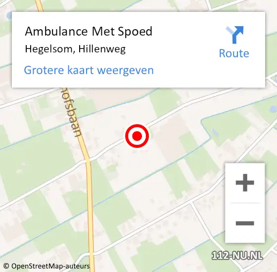 Locatie op kaart van de 112 melding: Ambulance Met Spoed Naar Hegelsom, Hillenweg op 31 augustus 2016 17:33