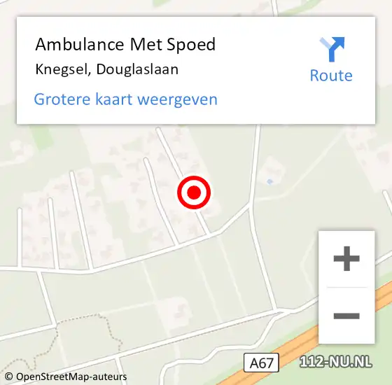 Locatie op kaart van de 112 melding: Ambulance Met Spoed Naar Knegsel, Douglaslaan op 31 augustus 2016 18:18