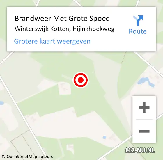 Locatie op kaart van de 112 melding: Brandweer Met Grote Spoed Naar Winterswijk Kotten, Hijinkhoekweg op 31 augustus 2016 18:25
