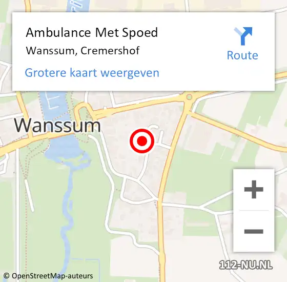 Locatie op kaart van de 112 melding: Ambulance Met Spoed Naar Wanssum, Cremershof op 25 december 2013 18:08