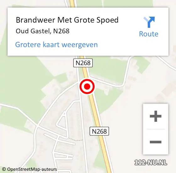 Locatie op kaart van de 112 melding: Brandweer Met Grote Spoed Naar Oud Gastel, N268 op 31 augustus 2016 18:48