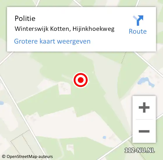 Locatie op kaart van de 112 melding: Politie Winterswijk Kotten, Hijinkhoekweg op 31 augustus 2016 19:08