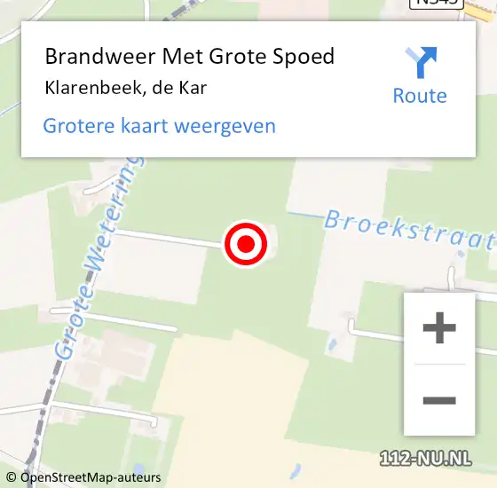 Locatie op kaart van de 112 melding: Brandweer Met Grote Spoed Naar Klarenbeek, de Kar op 31 augustus 2016 21:37