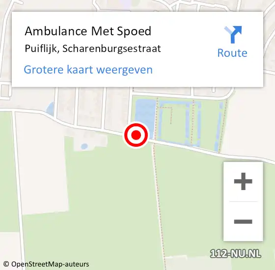 Locatie op kaart van de 112 melding: Ambulance Met Spoed Naar Puiflijk, Scharenburgsestraat op 31 augustus 2016 21:54