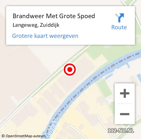 Locatie op kaart van de 112 melding: Brandweer Met Grote Spoed Naar Langeweg, Zuiddijk op 31 augustus 2016 22:34