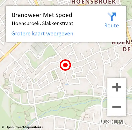 Locatie op kaart van de 112 melding: Brandweer Met Spoed Naar Hoensbroek, Slakkenstraat op 1 september 2016 00:19