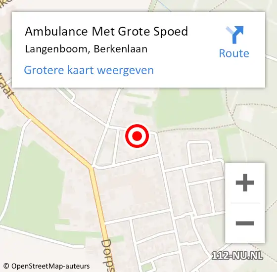 Locatie op kaart van de 112 melding: Ambulance Met Grote Spoed Naar Langenboom, Berkenlaan op 1 september 2016 00:36